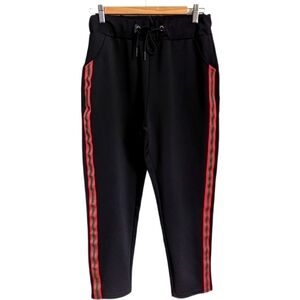 MANOUKIAN Black & Red Stripes Minimalist Jogger Pants Size Small
